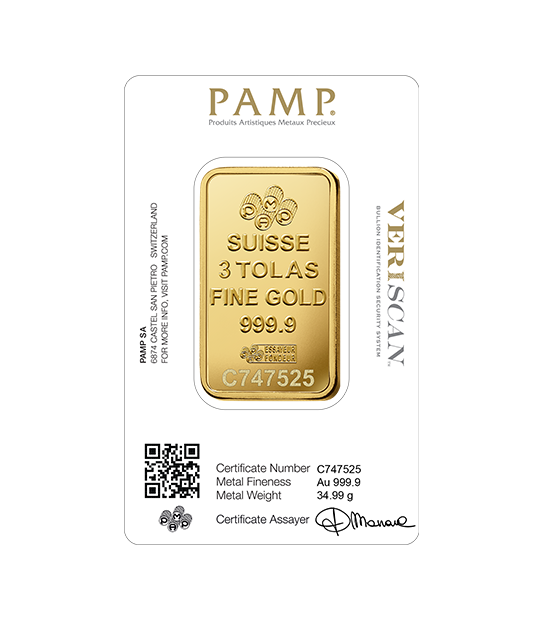 PAMP 3 Tola Gold Bar